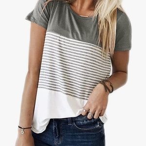 NWT YunJey Round Neck Stripe T-Shirt